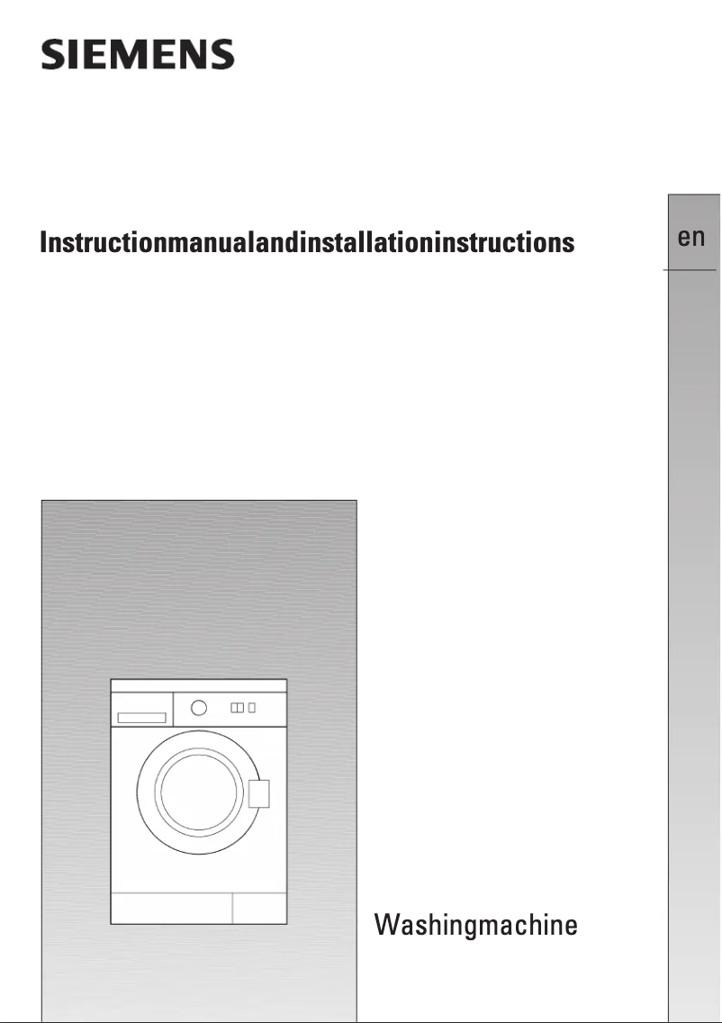 Page n°1 - Manuel utilisateur Siemens WM10E03XEE
