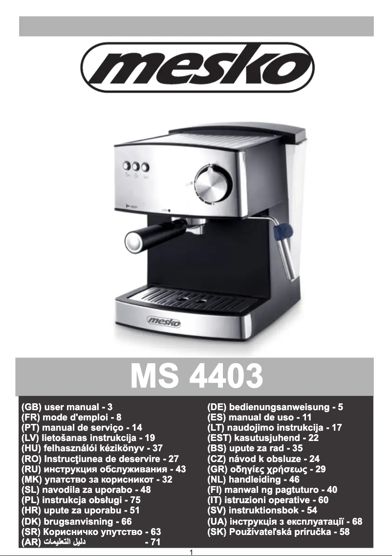 Page n°1 - Manuel utilisateur Mesko MS 4403