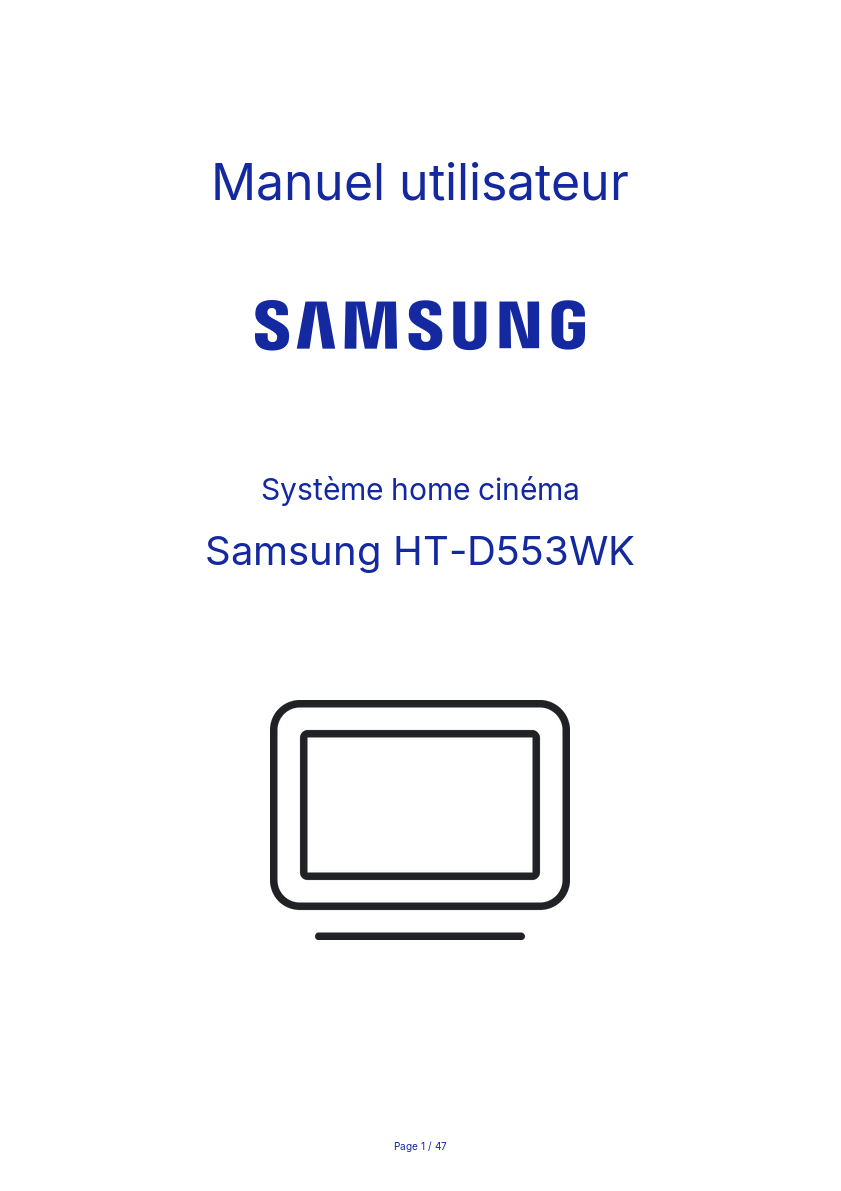 Image de la première page du manuel de l'appareil HT-D553WK