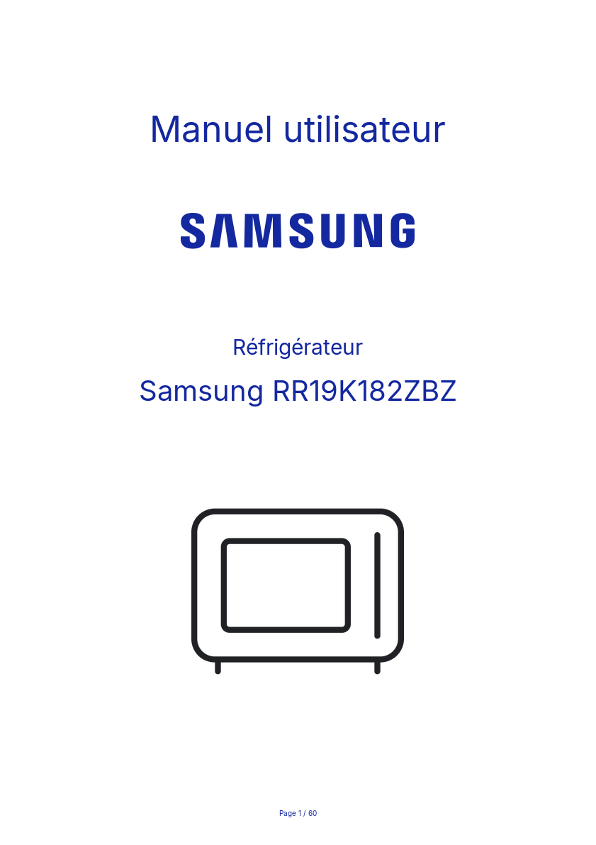 Page n°1 - Manuel utilisateur Samsung RR19K182ZBZ