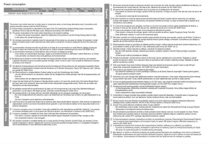 Page 1 de la notice Label énergétique Samsung PS50C6900YP