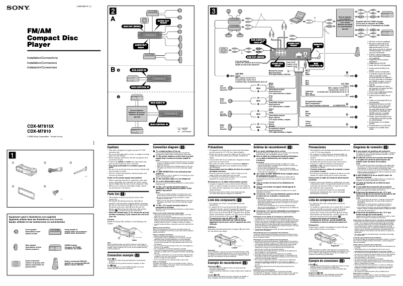 Page n°1 - Guide d'installation Sony CDX-M7810