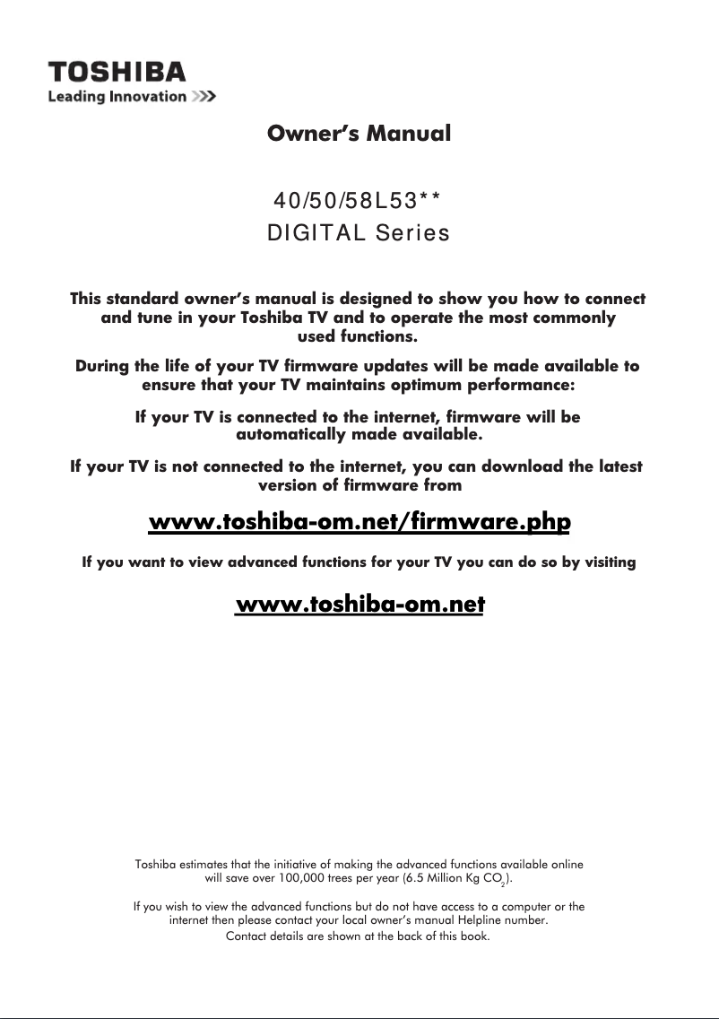 Page n°1 - Manuel utilisateur Toshiba 58L5333