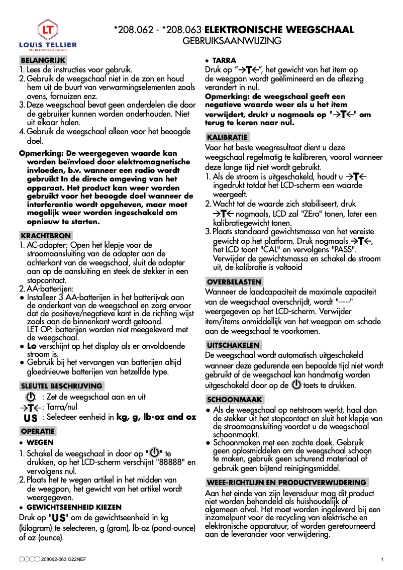 Page 1 de la notice Manuel utilisateur Louis Tellier 208063