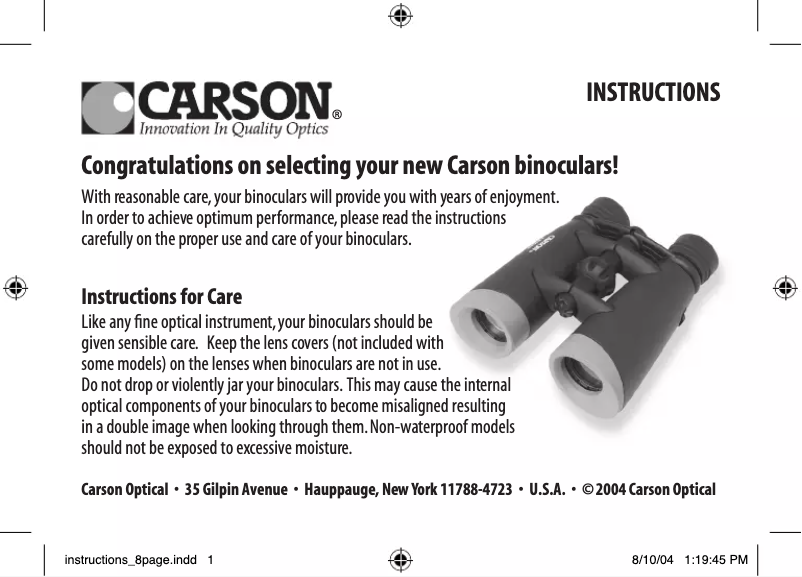 Page 1 de la notice Manuel utilisateur Carson XM-042HD