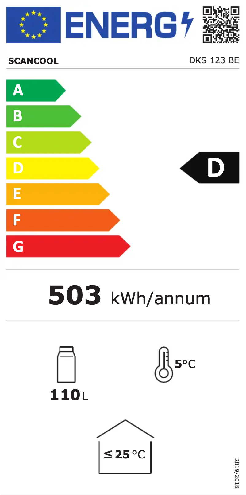 Page 1 de la notice Label énergétique Scancool DKS 123 BE