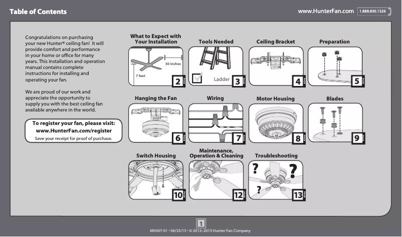 Page 1 de la notice Manuel utilisateur Hunter Low Profile 51061