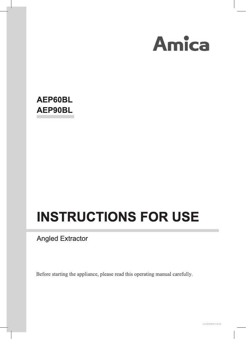 Page 1 de la notice Manuel utilisateur Amica AEP60BL