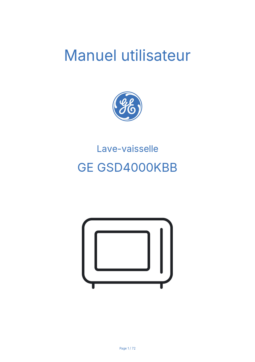 Page n°1 - Manuel utilisateur GE GSD4000KBB