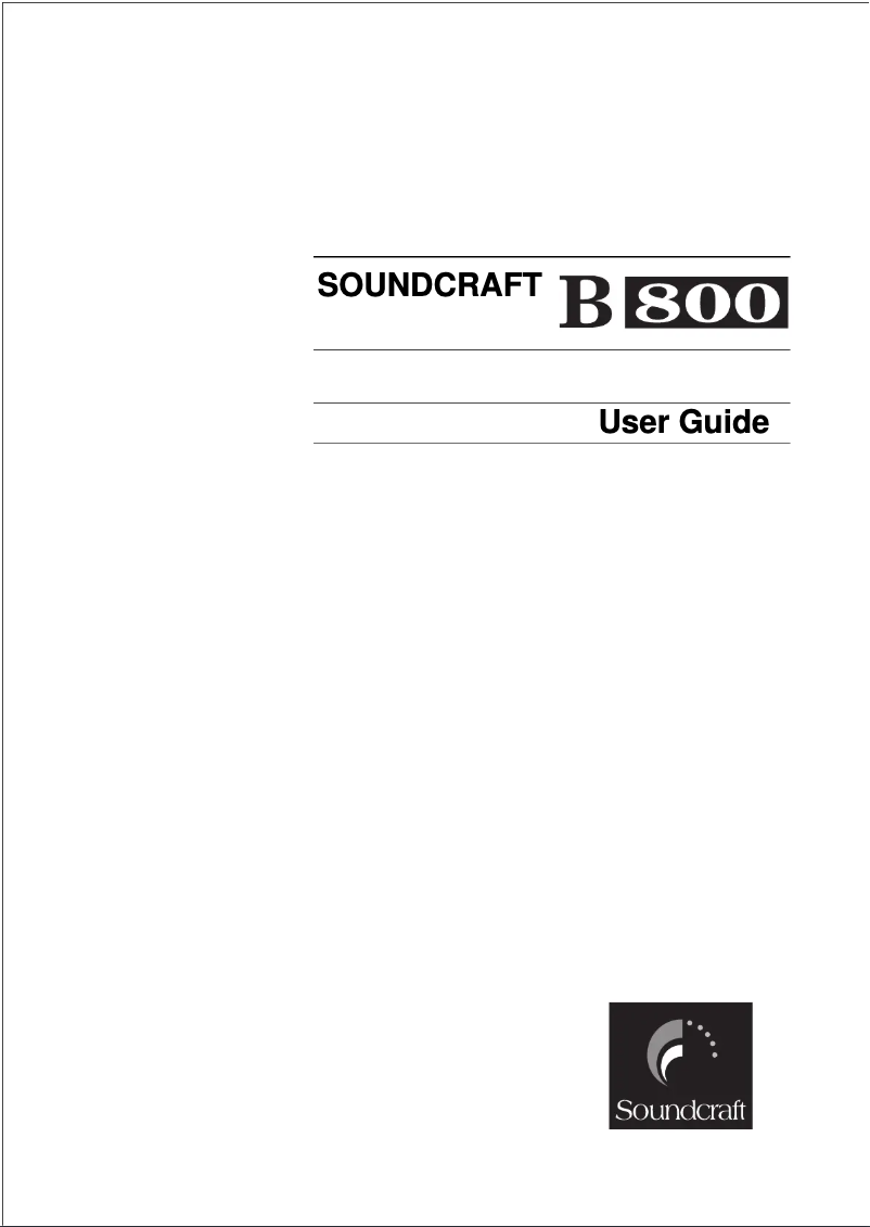 Page 1 de la notice Manuel utilisateur Soundcraft B800