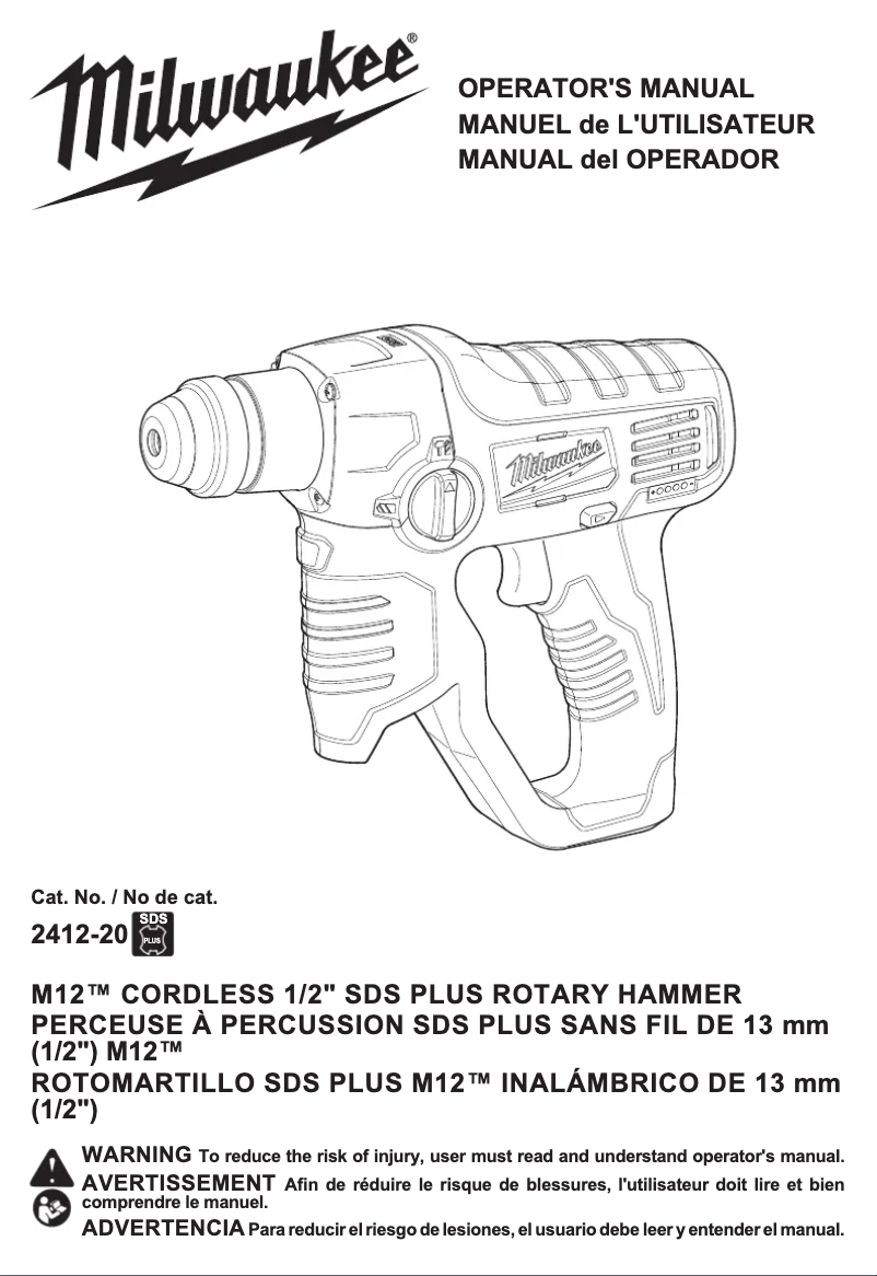 Page n°1 - Manuel utilisateur Milwaukee 2412-20