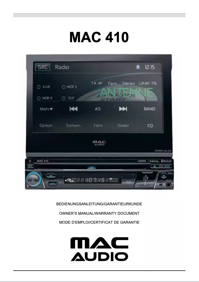 Page 1 de la notice Manuel utilisateur Mac Audio MAC 410