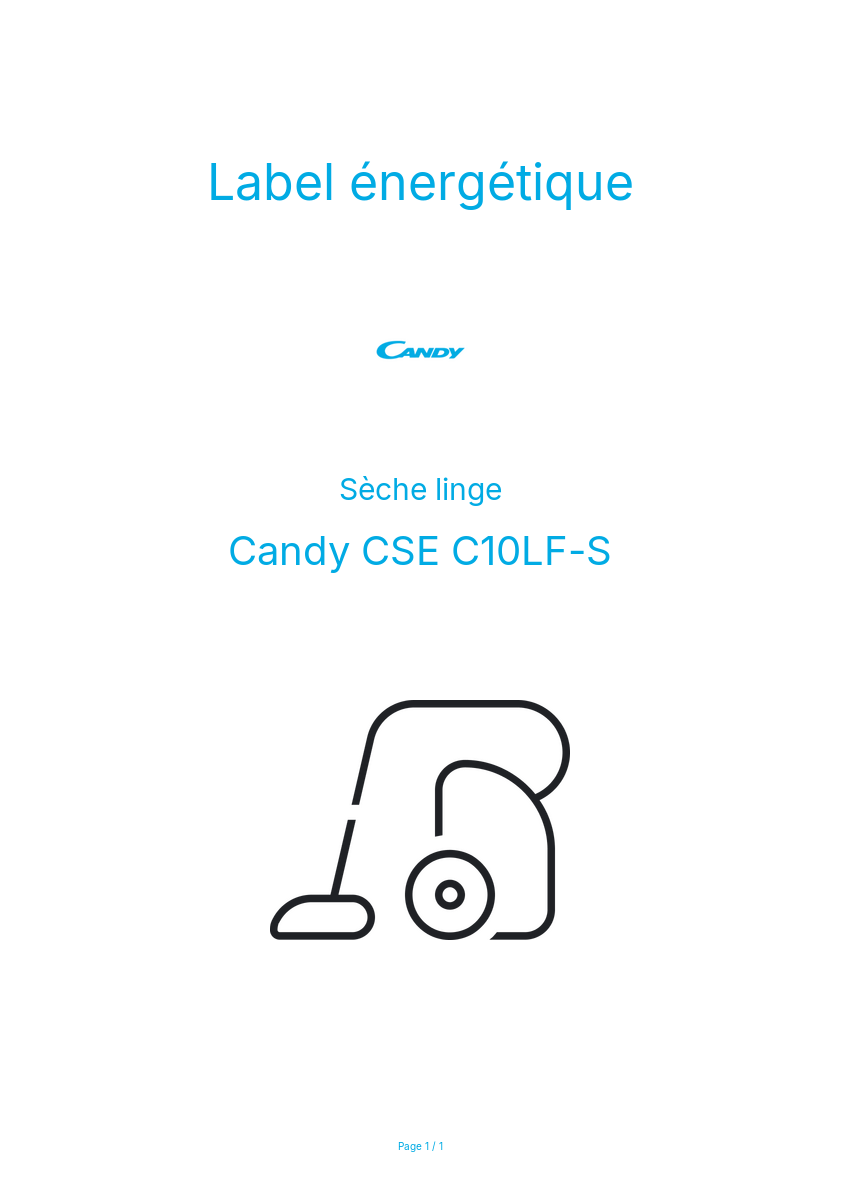 Page n°1 - Label énergétique Candy CSE C10LF-S