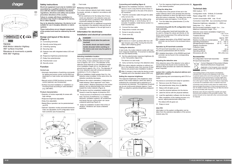 Page 1 de la notice Manuel utilisateur Hager TXC518