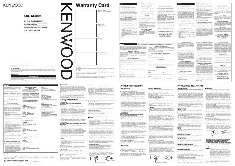 Page n°1 - Manuel utilisateur Kenwood KAC-M3004