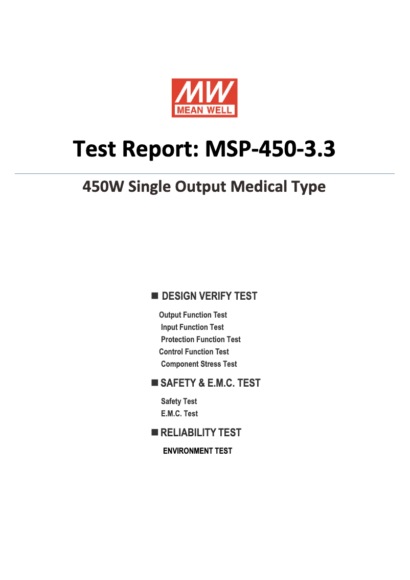 Page n°1 - Fiche technique Mean Well MSP-450-3.3