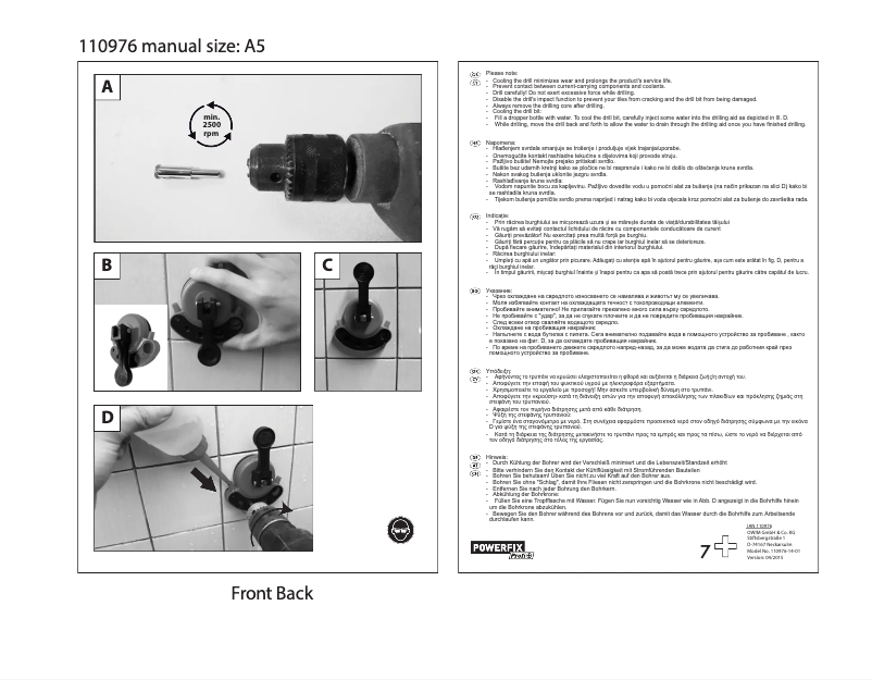 Page n°1 - Manuel utilisateur Powerfix 110976-14-01