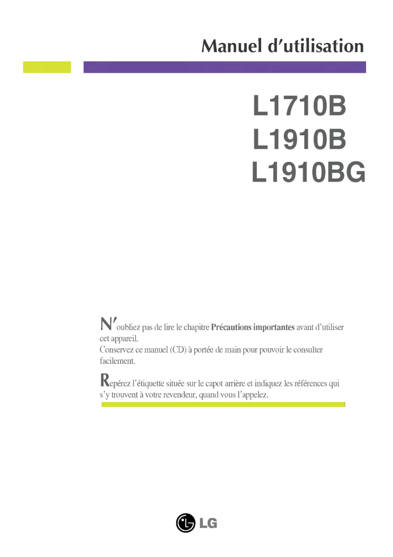 Page 1 of the manual User Manual LG L1910BK