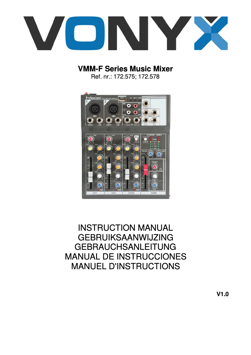 Page 1 de la notice Manuel utilisateur Vonyx VMM-F401