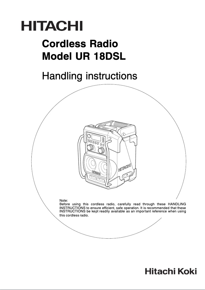 Page n°1 - Manuel utilisateur Hitachi UB 18DSL