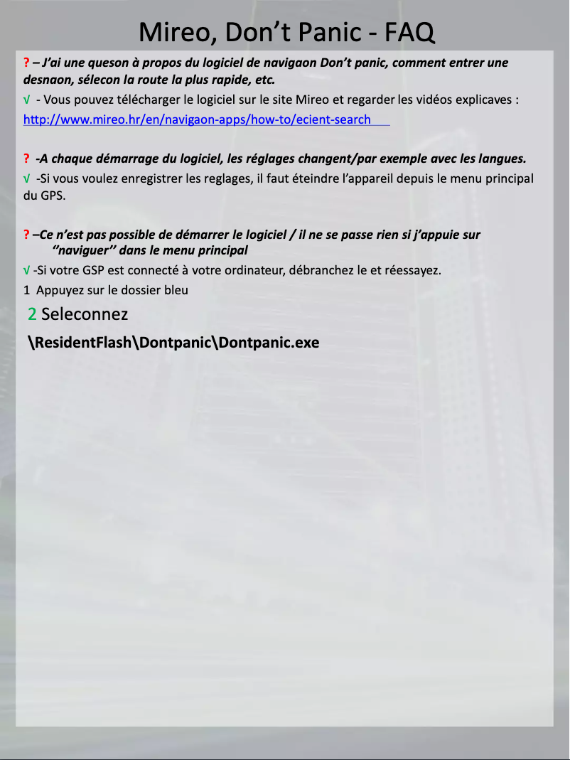 Page n°1 - Manuel utilisateur RoadNavigator RN100