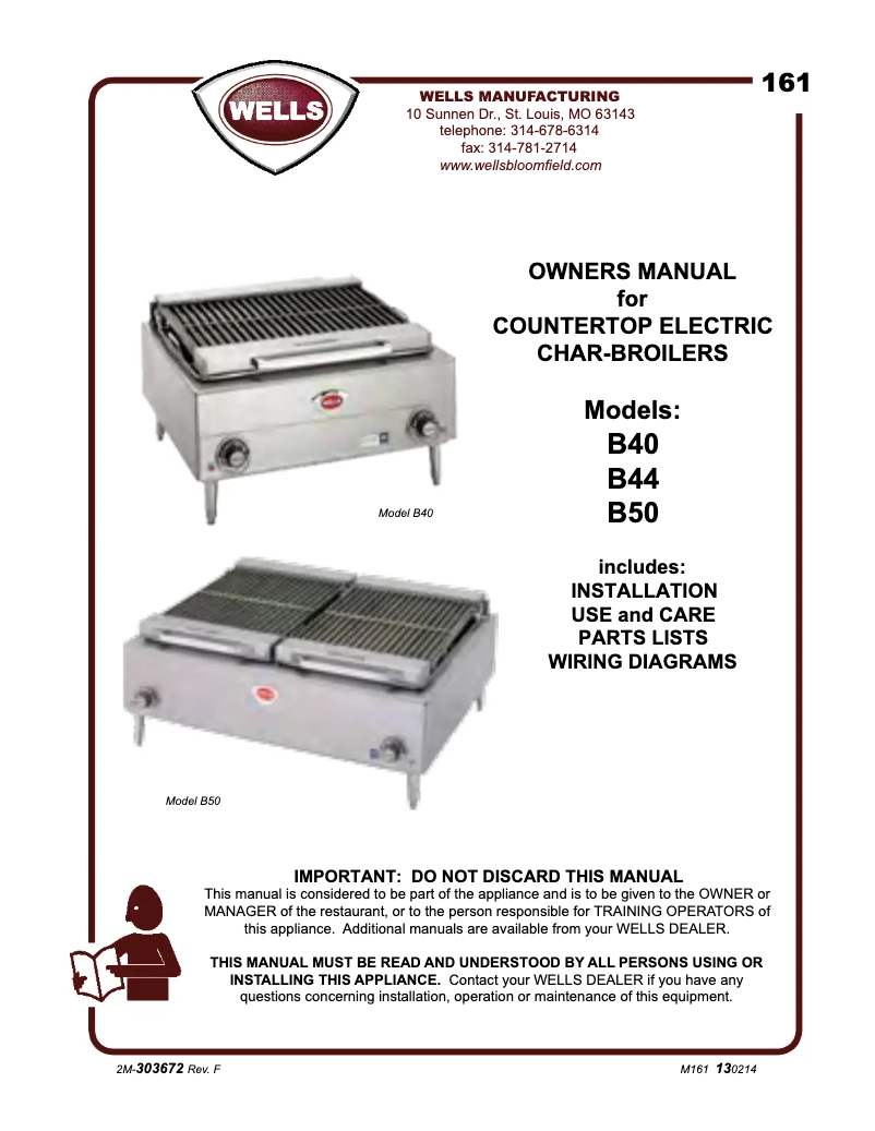 Page 1 de la notice Manuel utilisateur Wells B40