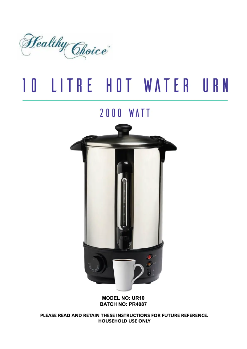 Page n°1 - Manuel utilisateur Healthy Choice UR10
