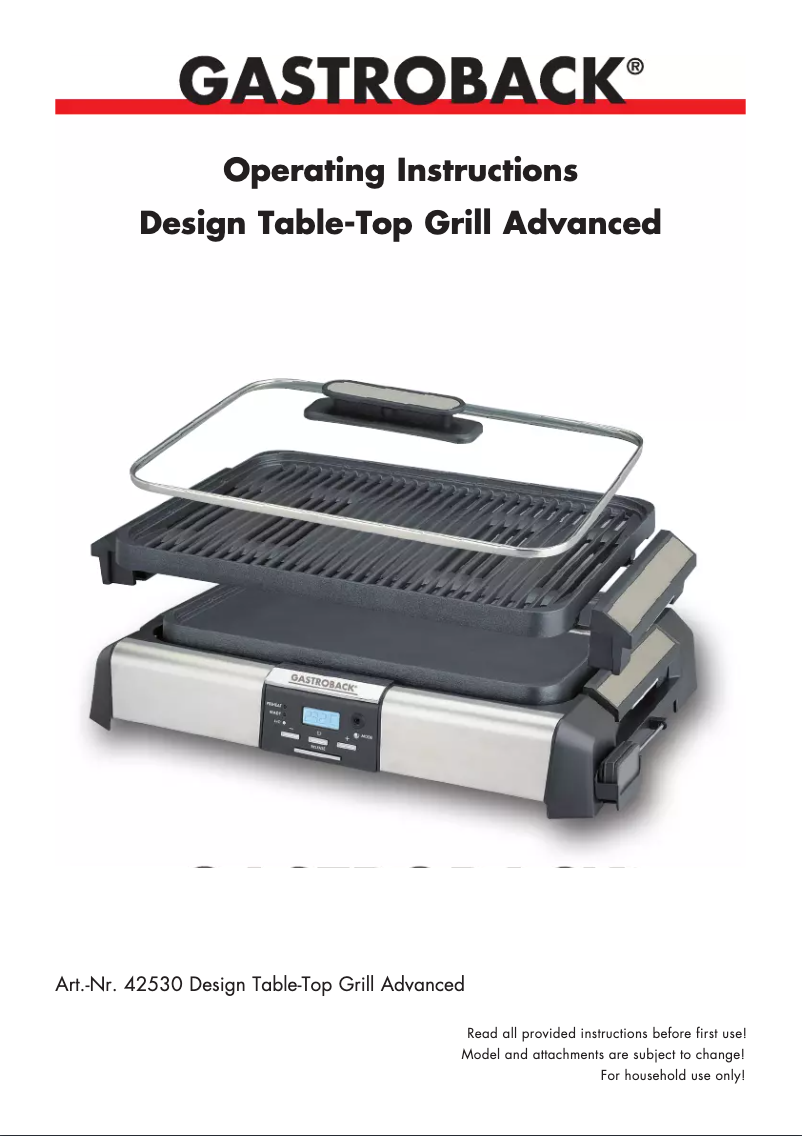Image de la première page du manuel de l'appareil Design Table-Top Grill Advanced 42530