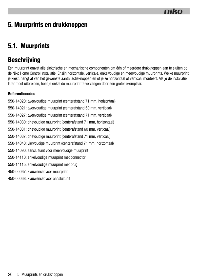 Page 1 de la notice Manuel utilisateur Niko 550-14020