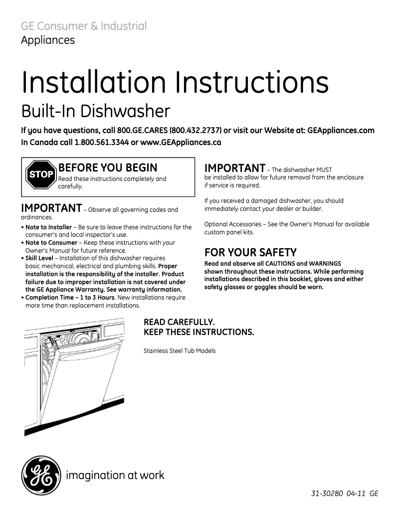 Page 1 de la notice Guide d'installation GE Café CDWT980VSS