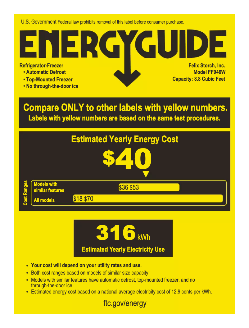 Page 1 de la notice Label énergétique Summit FF94