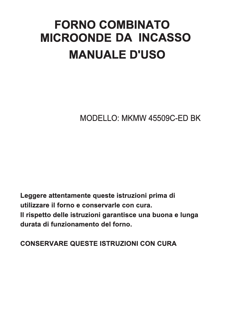 Page n°1 - Manuel utilisateur Master Kitchen MKMW 45509C-ED BK