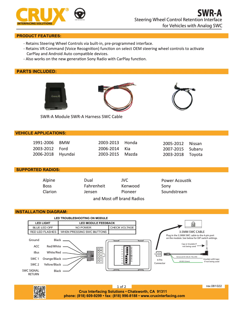 Image de la première page du manuel de l'appareil SWR-A