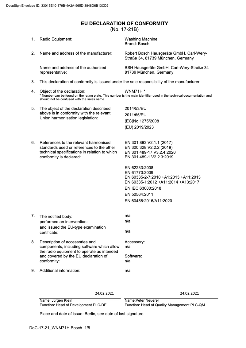 Page 1 de la notice Manuel utilisateur Bosch WAX32DH1OE