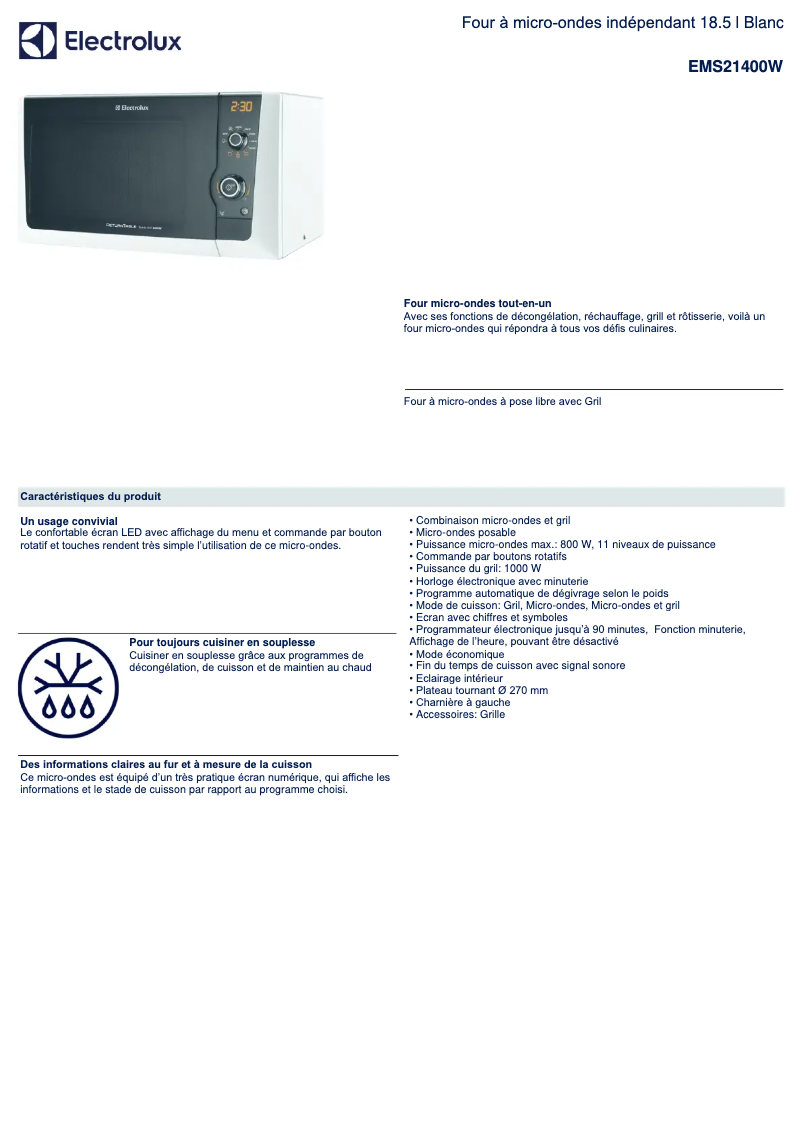 Image de la première page du manuel de l'appareil EMS21400W