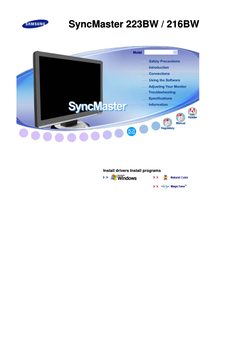 Image de la première page du manuel de l'appareil SyncMaster 216BW