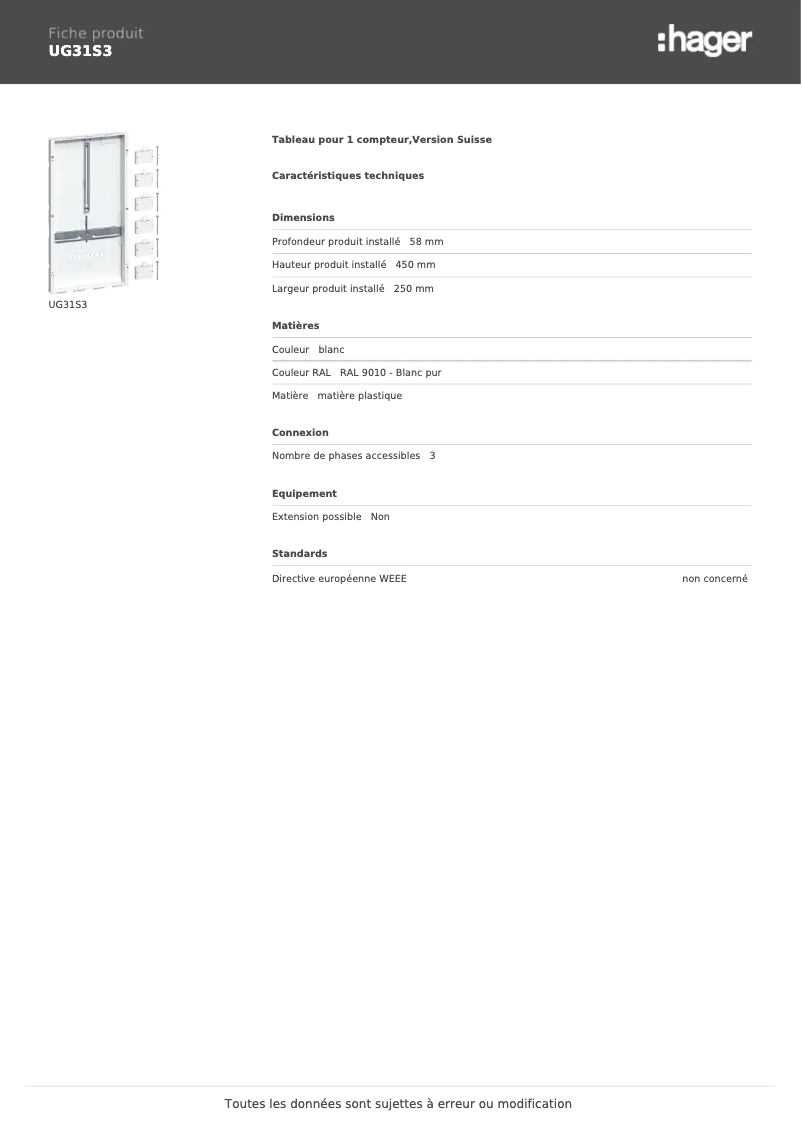 Image de la première page du manuel de l'appareil UG31S3