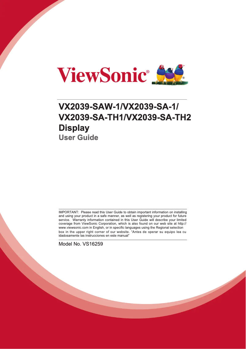 Page 1 de la notice Manuel utilisateur Viewsonic VX2039-SA