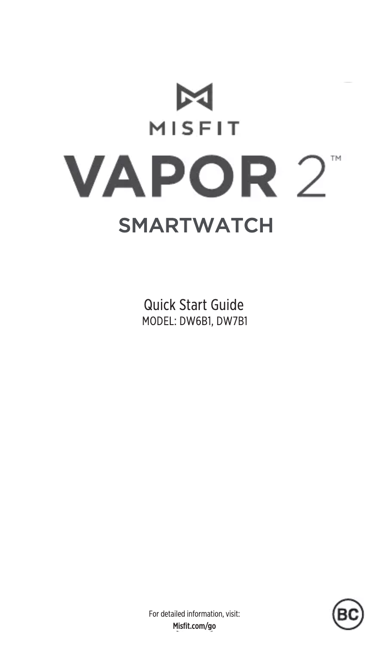Page 1 de la notice Manuel utilisateur Misfit Vapor 2
