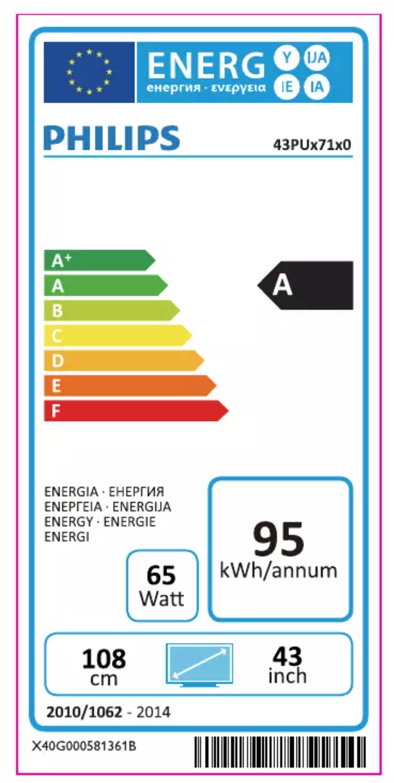 Page 1 of the manual Energy Label Philips 43PUK7100