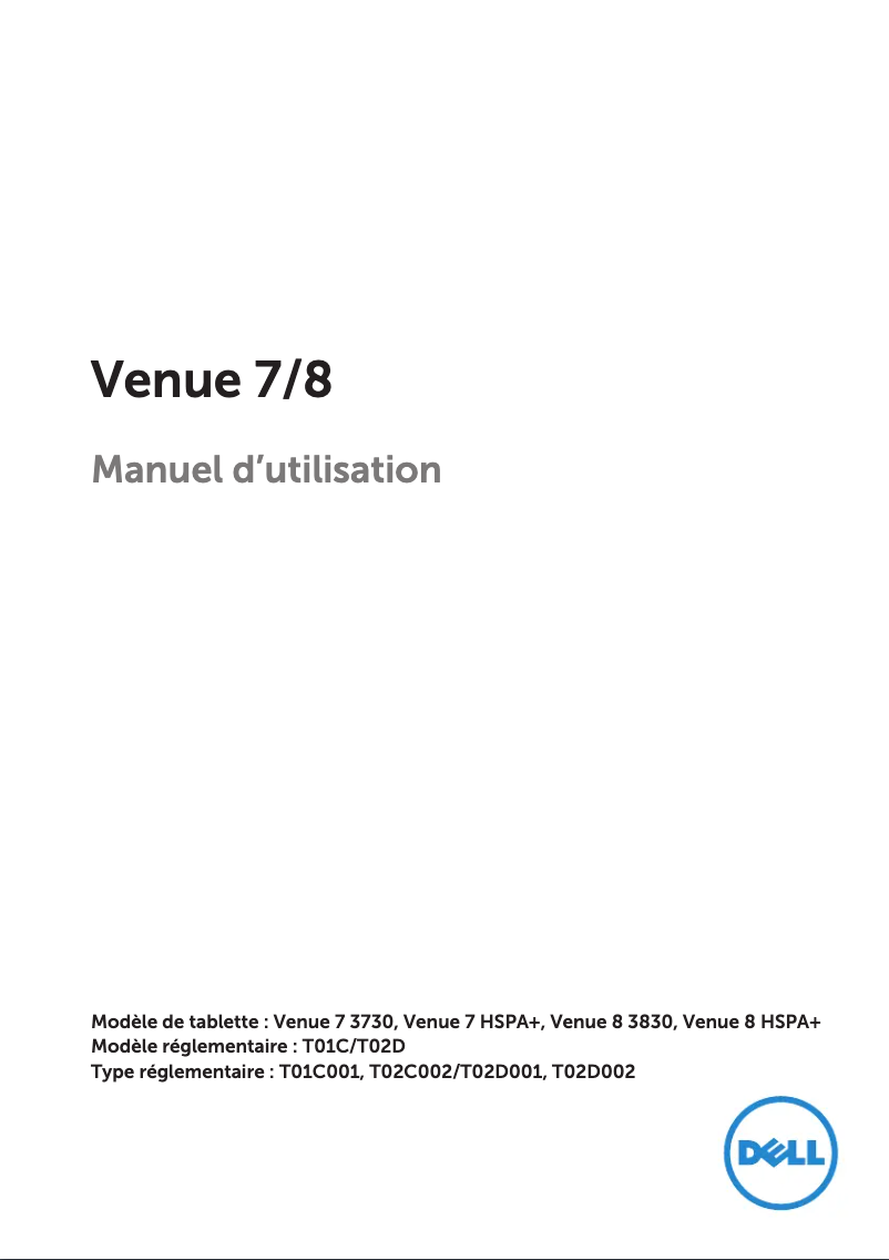 Page 1 de la notice Manuel utilisateur Dell Venue 7