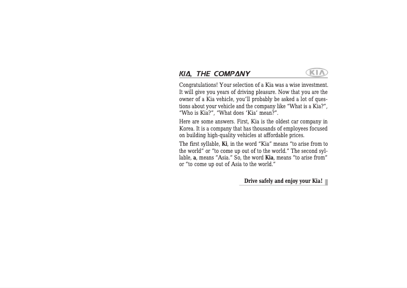 Page n°1 - Manuel utilisateur Kia Spectra (2007)