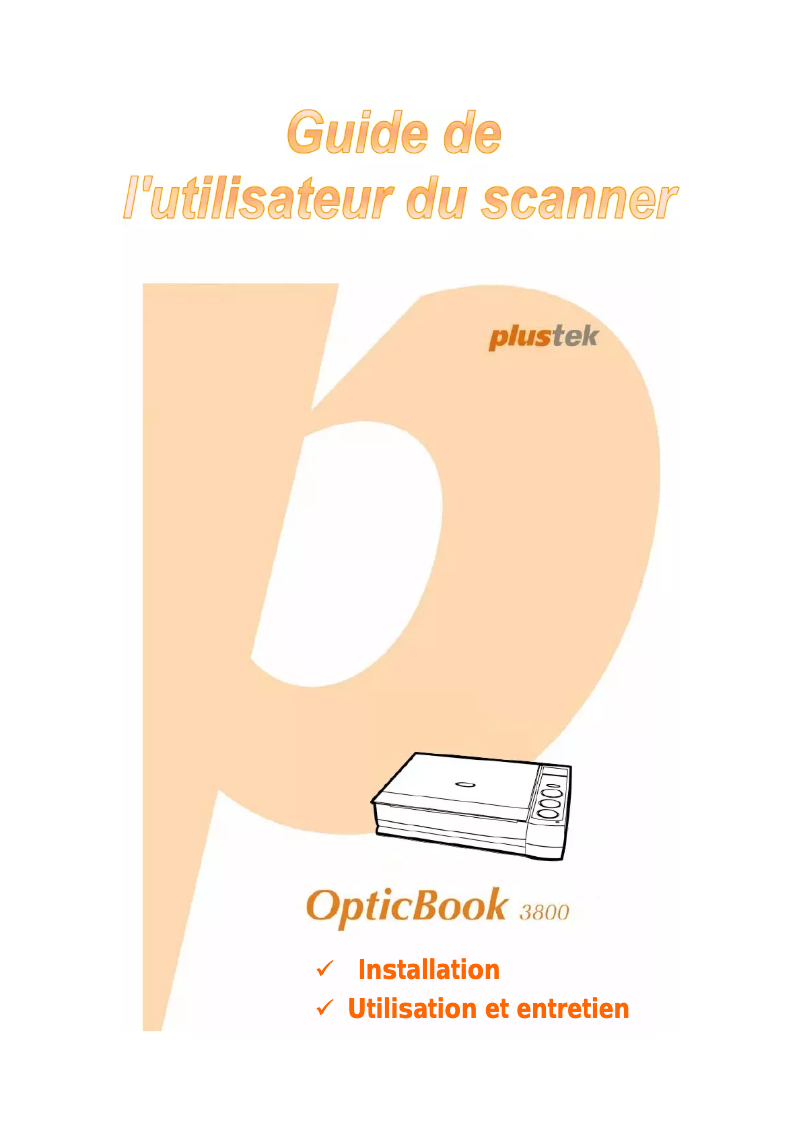 Page 1 de la notice Manuel utilisateur Plustek Opticbook 3800