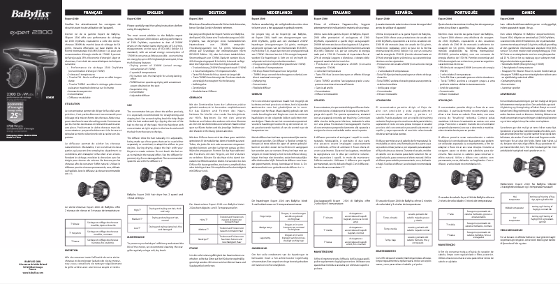 Page n°1 - Manuel utilisateur BaByliss Expert 2300 D362E