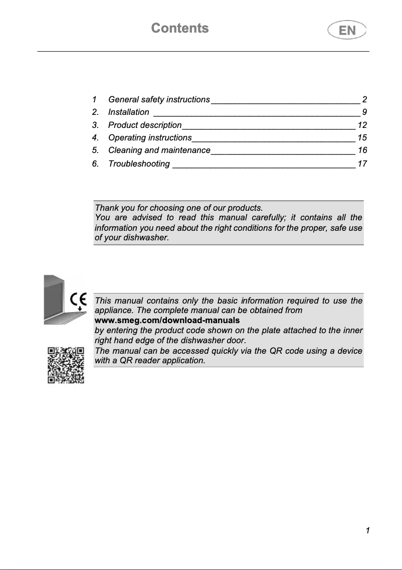 Page 1 de la notice Brochure Smeg STL67120