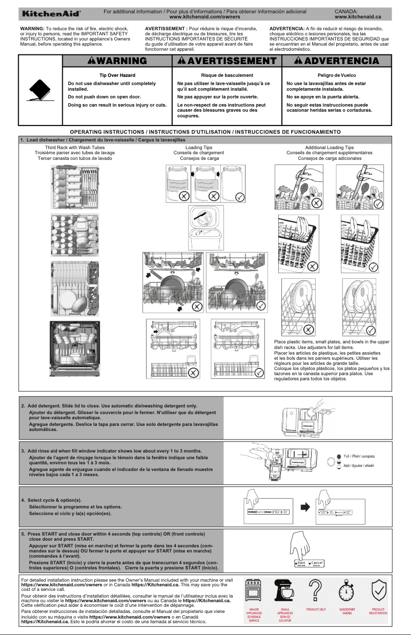 Page 1 de la notice Instructions / montage KitchenAid KDPM804KPS