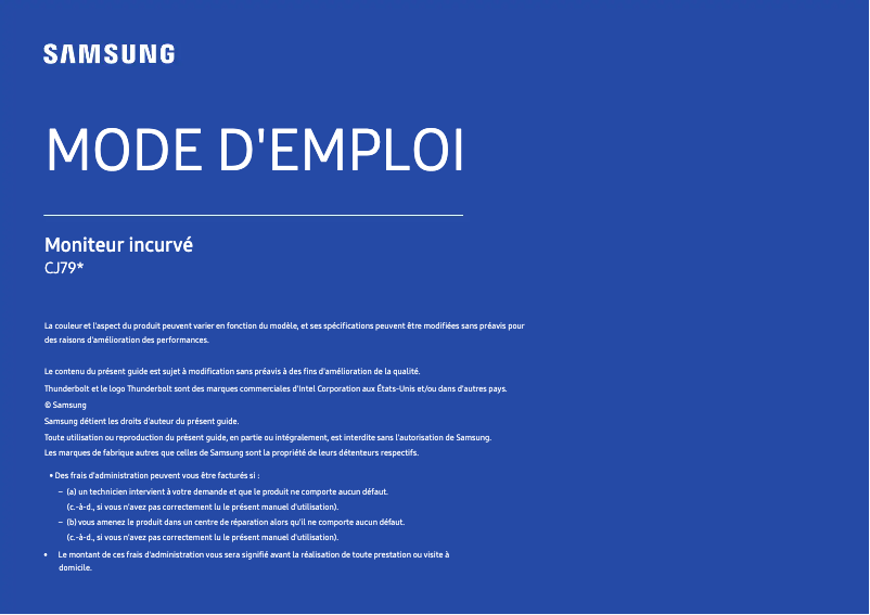 Page 1 de la notice Manuel utilisateur Samsung LC34J791WTRXEN