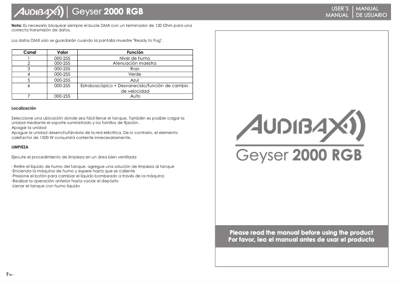 Page n°1 - Manuel utilisateur Audibax Geyser 2000
