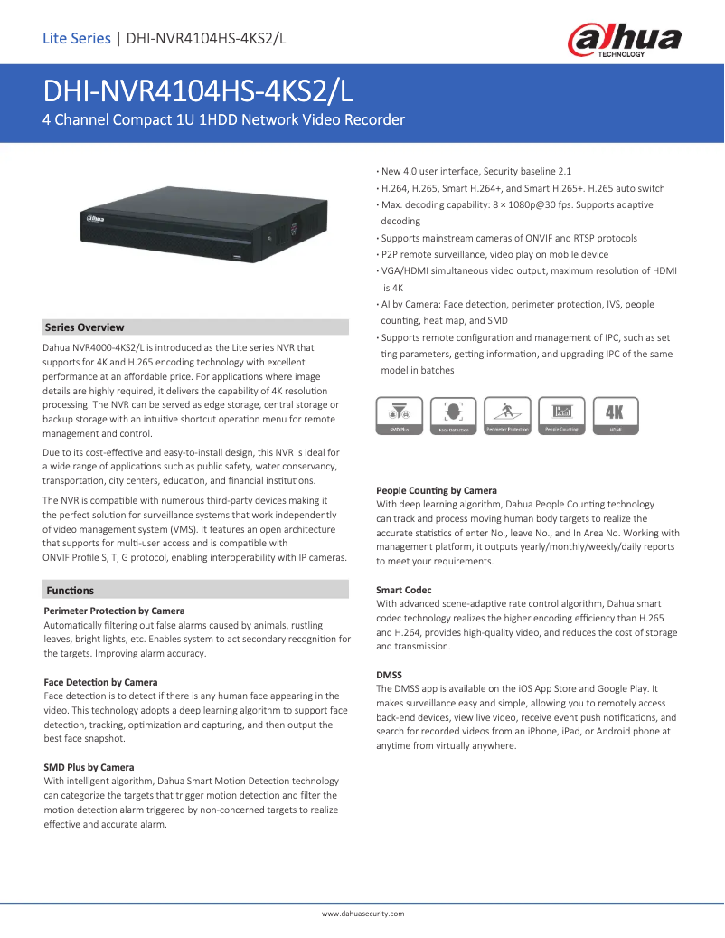 Image de la première page du manuel de l'appareil NVR4104HS-4KS2/L