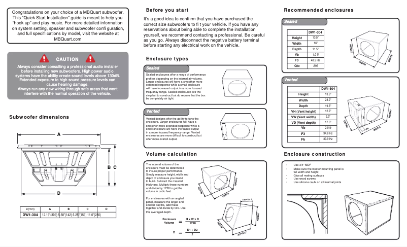 Page 1 de la notice Manuel utilisateur Maxxsonics DW1-304